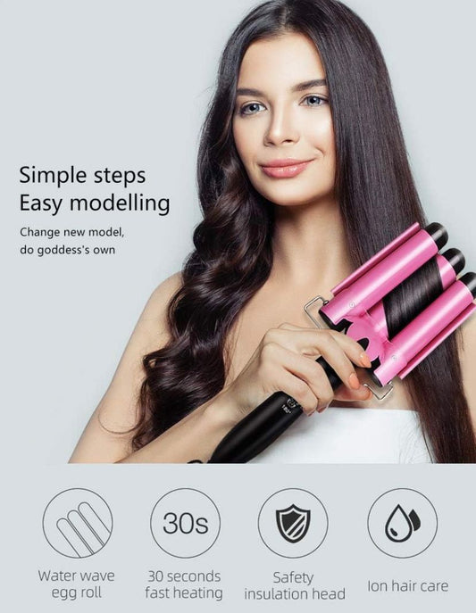 Rizador Ceramica Ondas De Sirena 3 Tubos