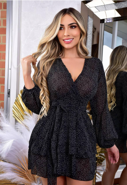 ✨👗VESTIDO EN SEDA MANGA LARGA